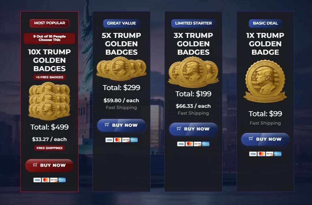 Buy Trump 250th Anniversary Golden Badge