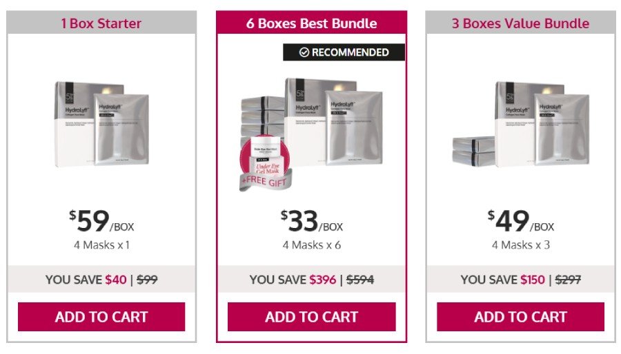 HydraLyft Collagen Face Mask Price