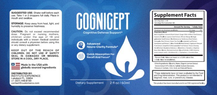 Cognicept Supplement Ingredients